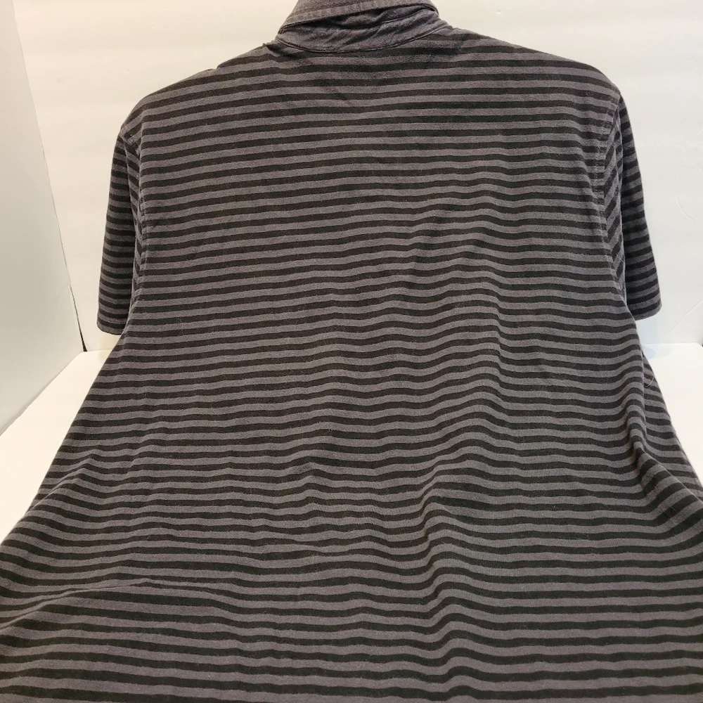 The North Face Polo Shirt Mens XL Black Gray Striped Cotton Short‎ Sleeve ACWA